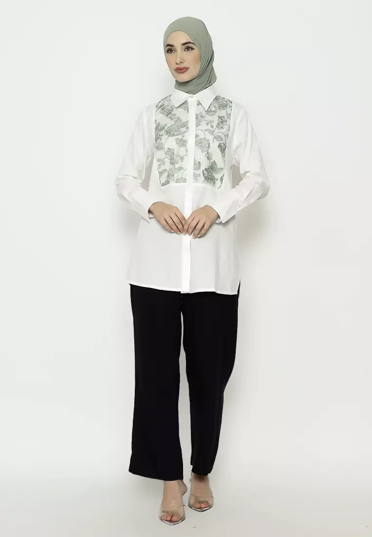 Urban Exchange Miranda Green Shirt - Atasan Tunik Kemeja Hijau Warna Green