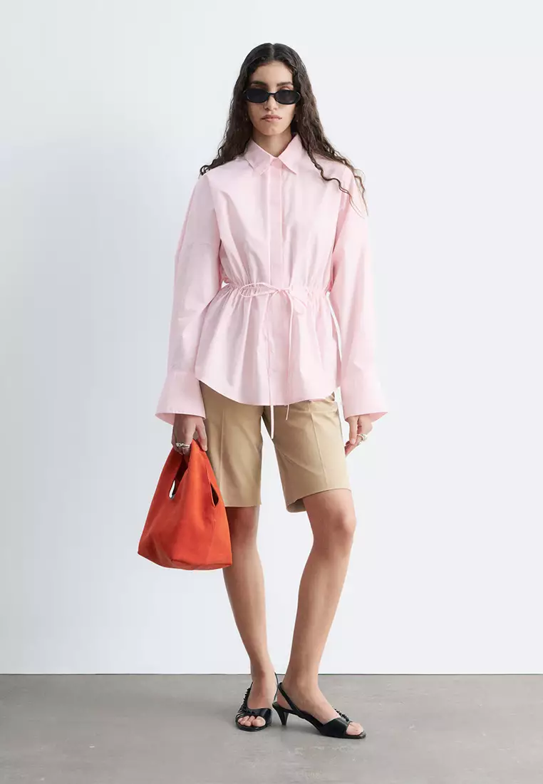 Cotton Poplin Drawstring Shirt