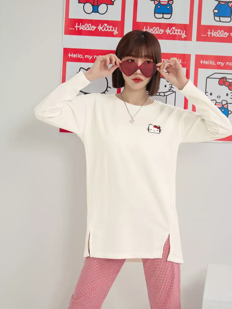 KITTY Printed Side-Slit Long Sweatshirt [IK0011]