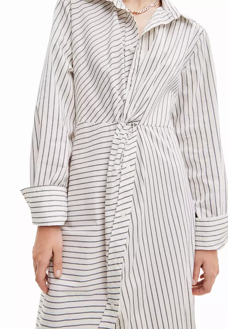 Desigual Woman Striped midi shirt dress.