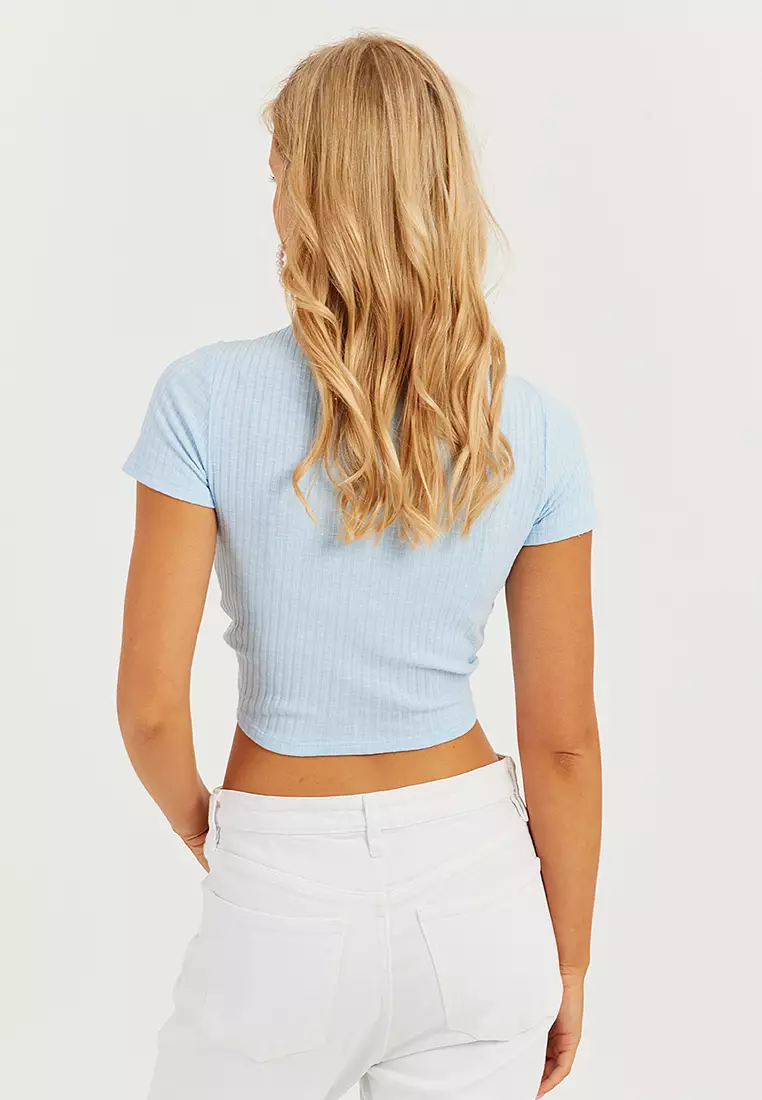 2-Pack V-Neck Ruched Crop Top