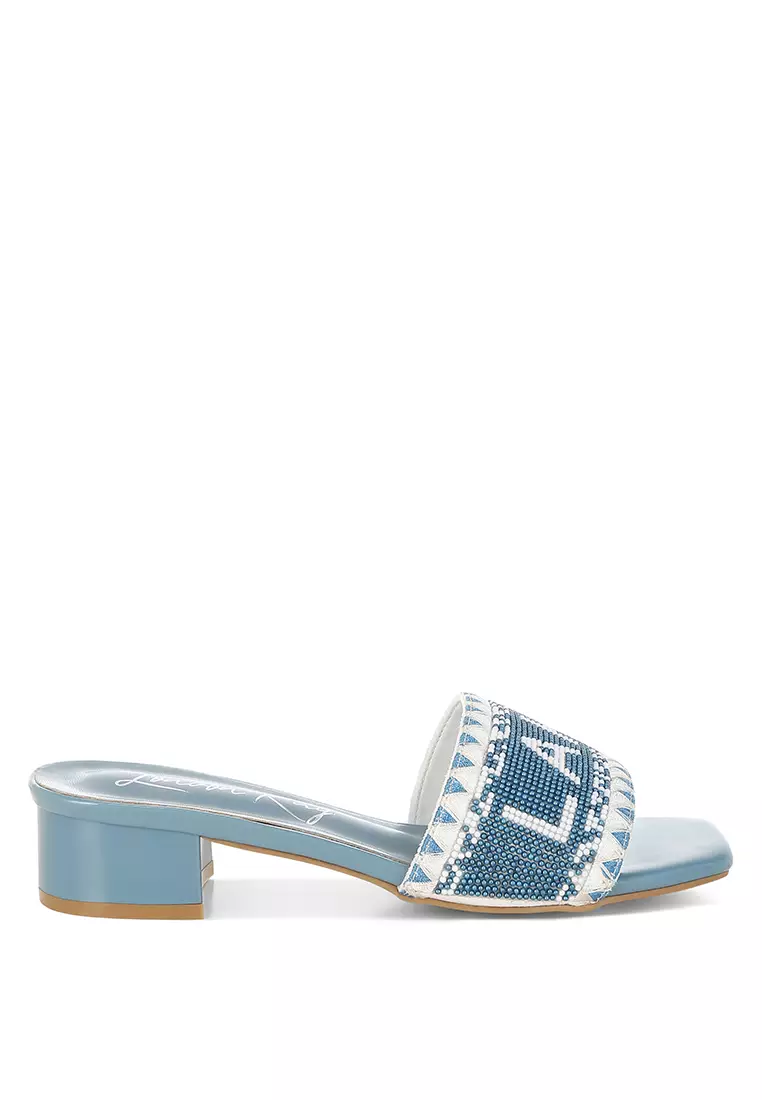 Discount on London Rag  shoes - SKU: Bead-Studded Slip-On Heels In Blue