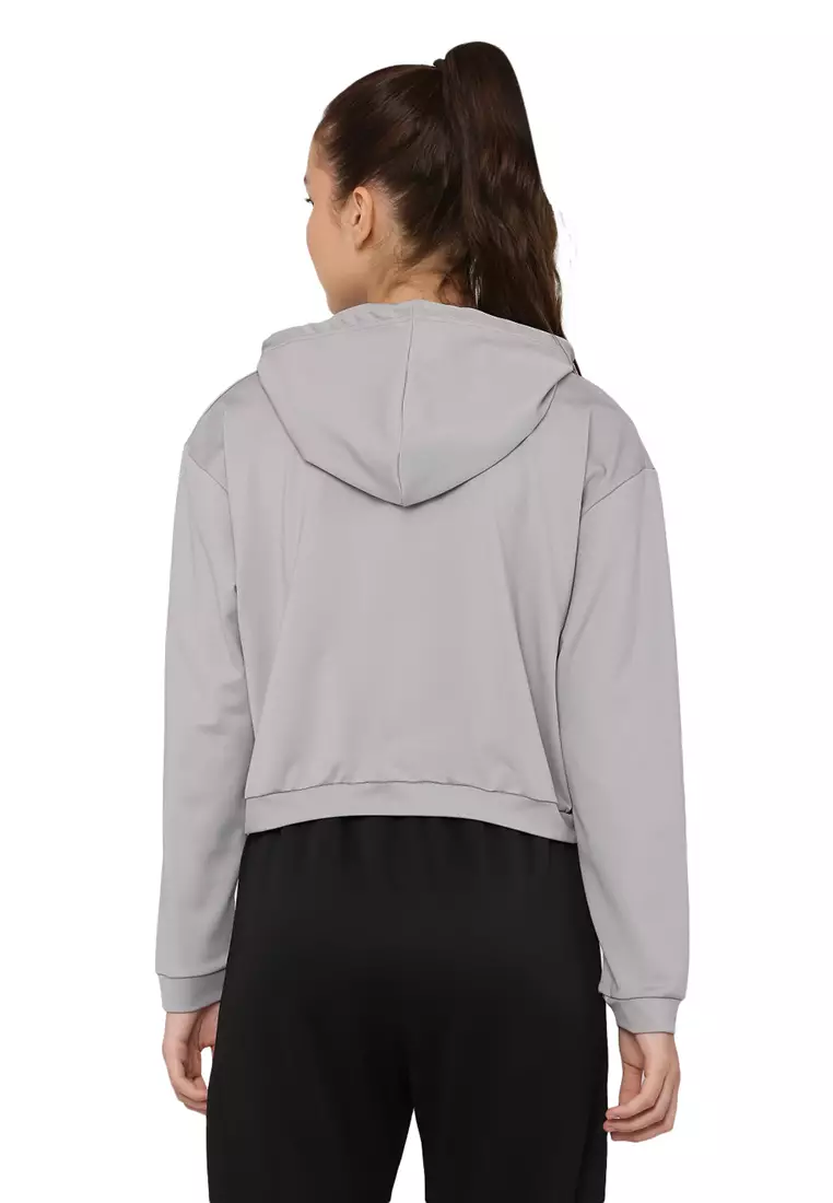 Fitleasure Women's Workout/Training Crop Grey Hoodie