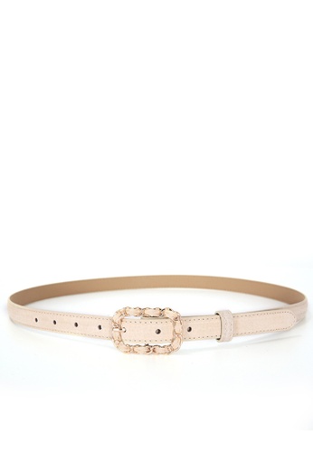 HAPPY FRIDAYS beige Square Buckle Leather Belt MYF-6733 93D6FACEEDEE3AGS_1