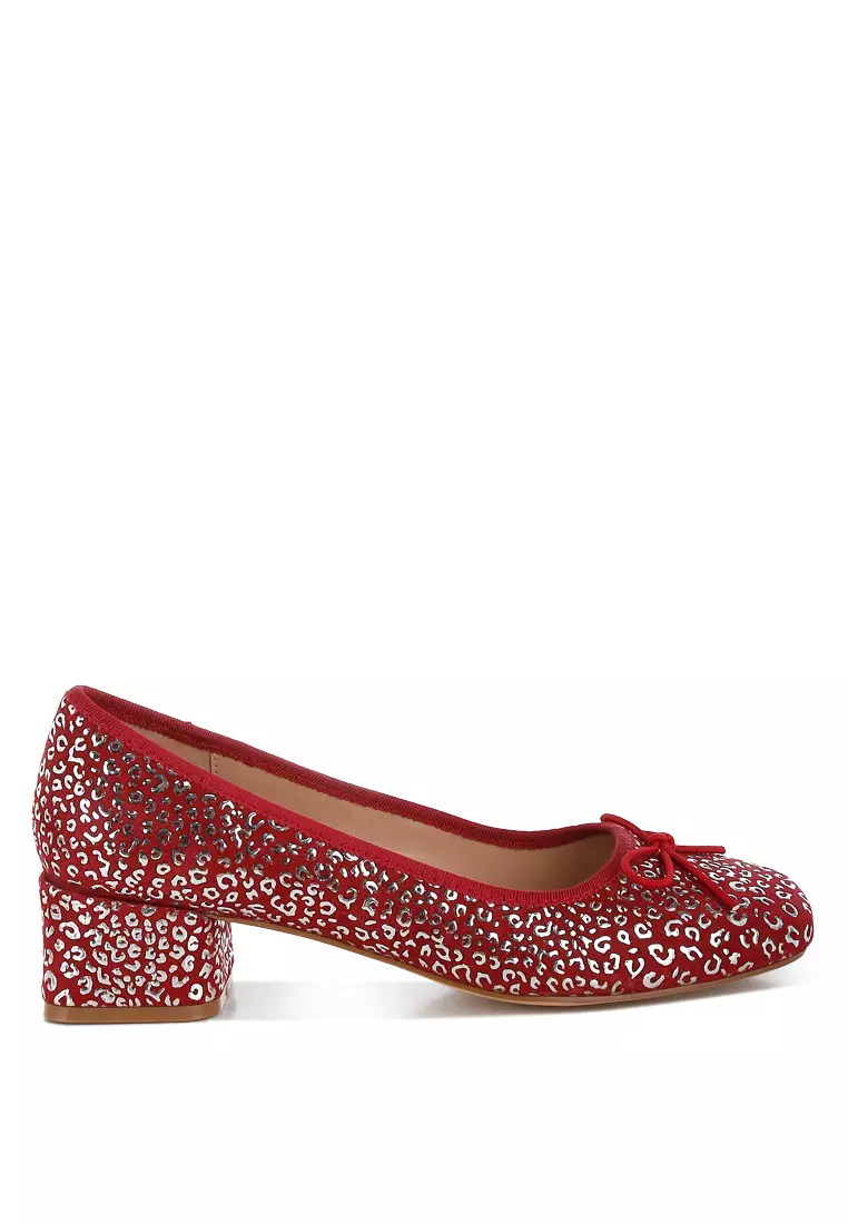 Discount on Rag & CO.  shoes - SKU: Leopard Print Block Heel Ballerinas in DK Red