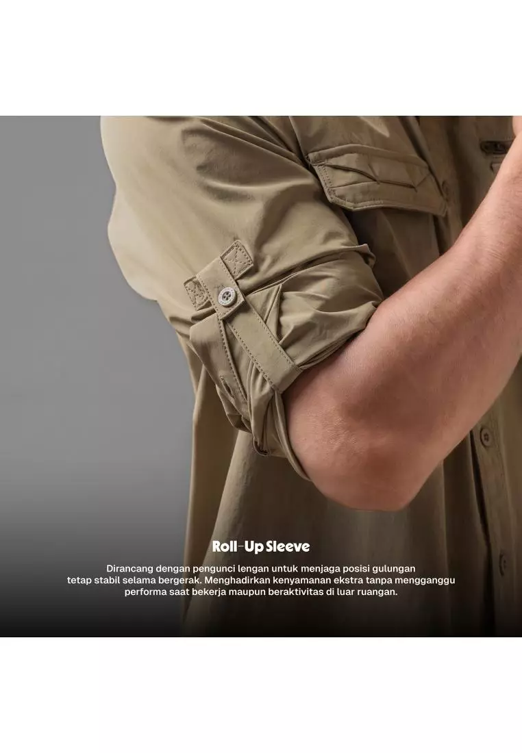 OXCON OUTPLAY Kemeja Panjang Work Shirt Tactical Outdoor Wander Stretch Nylon Sandy Beige