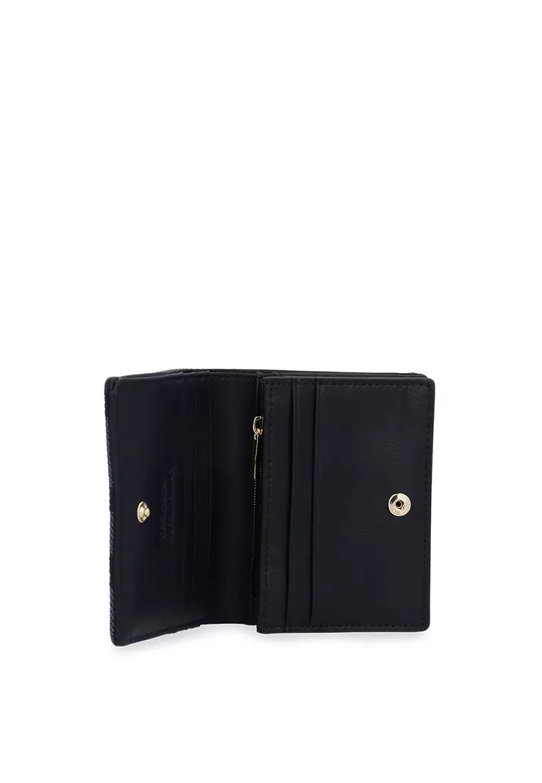 Carlo GEO Jacquard Short Wallet - Black
