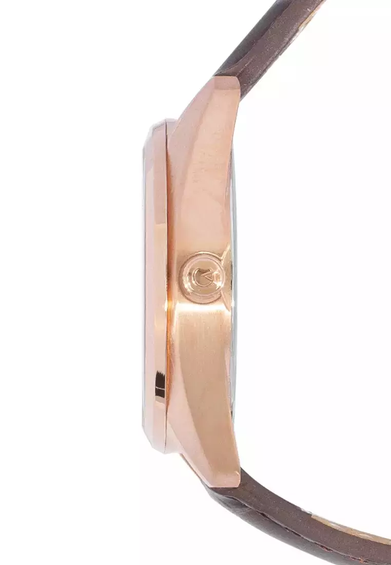 Alexandre Christie Jam Tangan Wanita - Brown Light Pink - Leather Strap - 8695 LDLRGLN