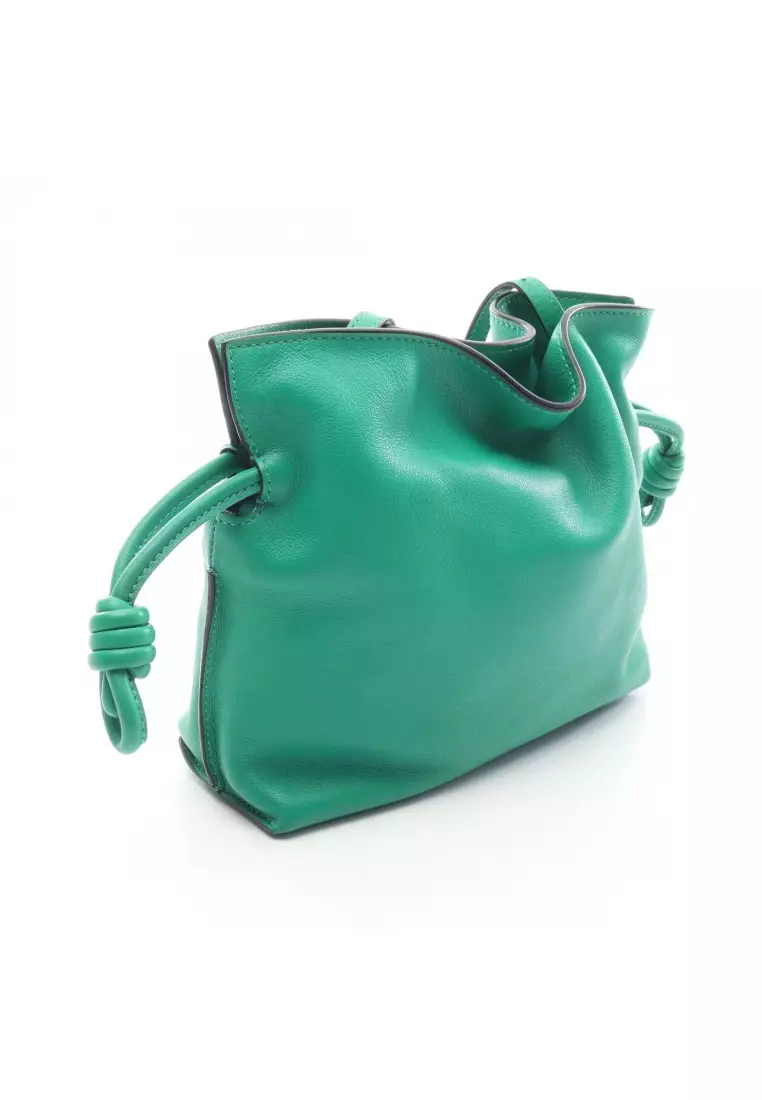Pre-Loved LOEWE flamenco clutch mini Shoulder bag leather green