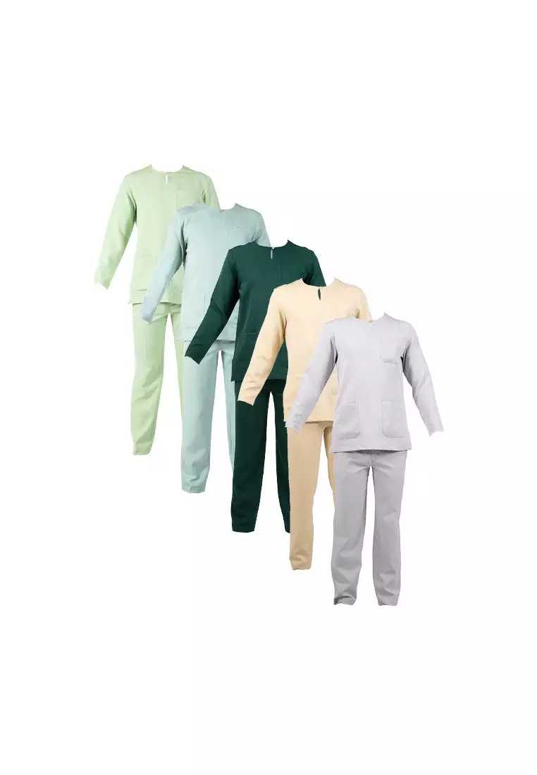 Alain Delon Slim Fit Baju Johor Ayah Anak Sedondon set - 19024504B-45DustyGreen