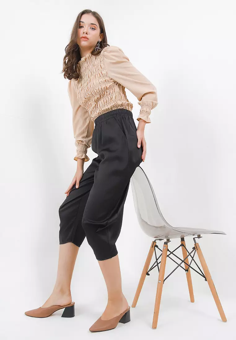 Textured Sateen Pants