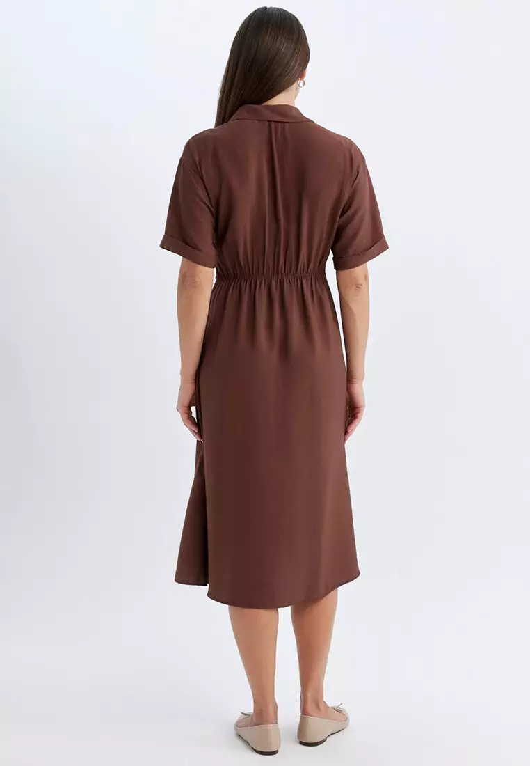 Shirt Collar Midi Dress