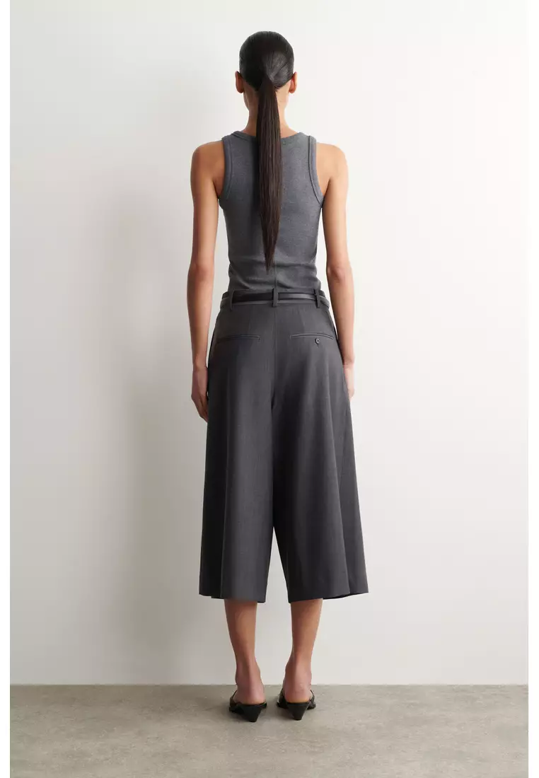 PLEATED WOOL-BLEND CULOTTES