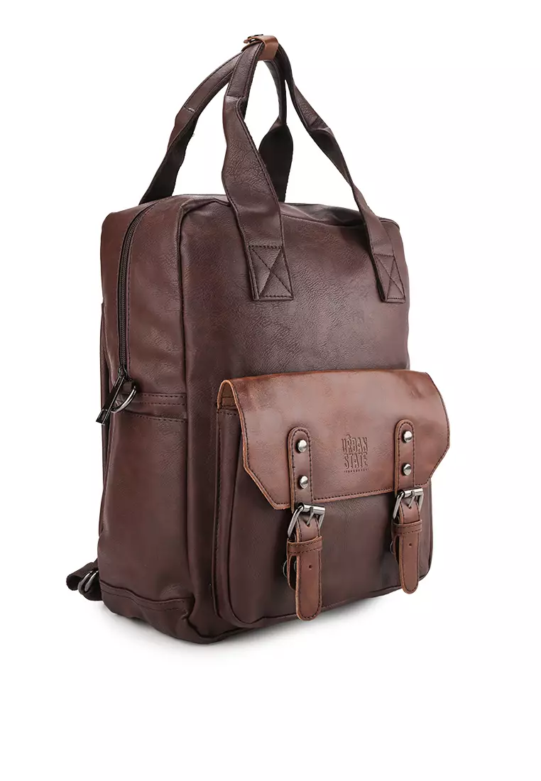 Distressed Leather Carry Backpack