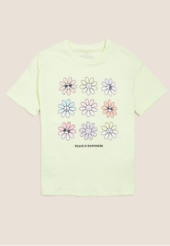 MARKS & SPENCER yellow M&S Pure Cotton Flower Graphic T-Shirt (6-16 Yrs) 6CC86KA784A22AGS_1