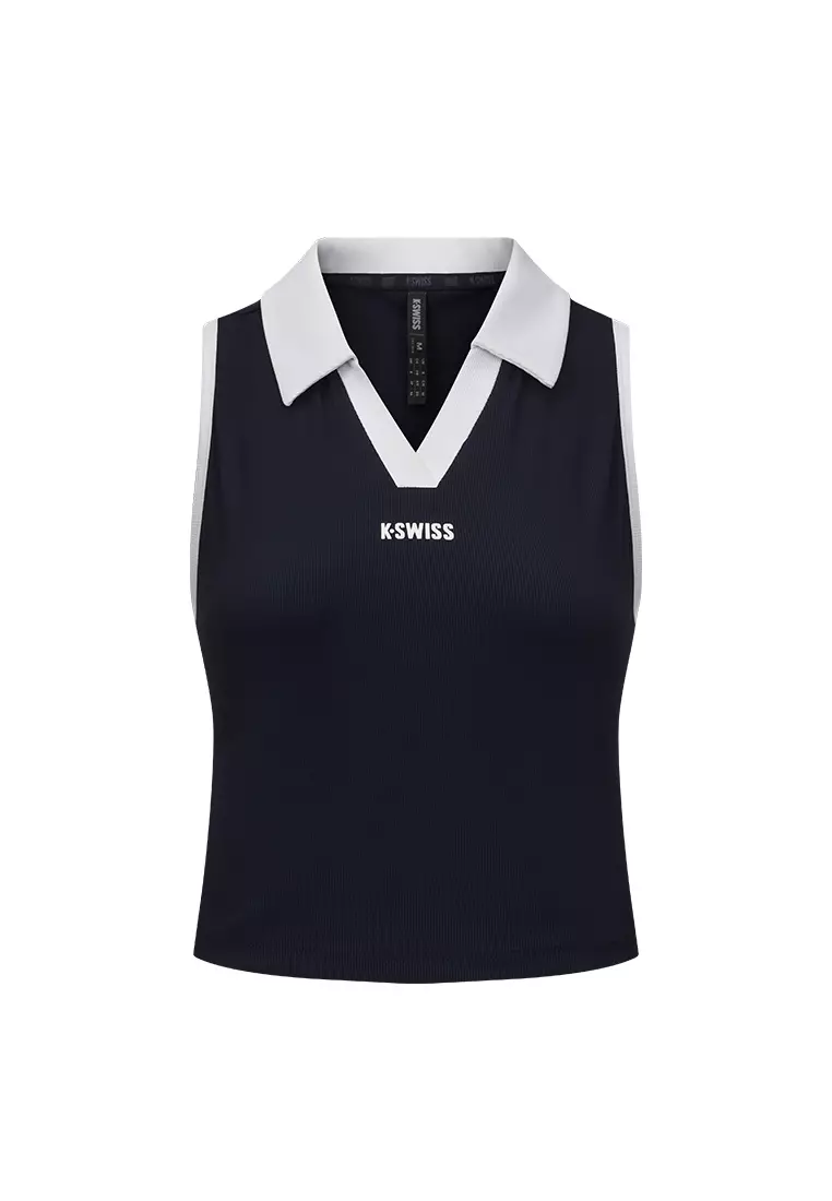 女裝 K-SWISS LOGO 拼色網球風POLO背心 無袖上衣