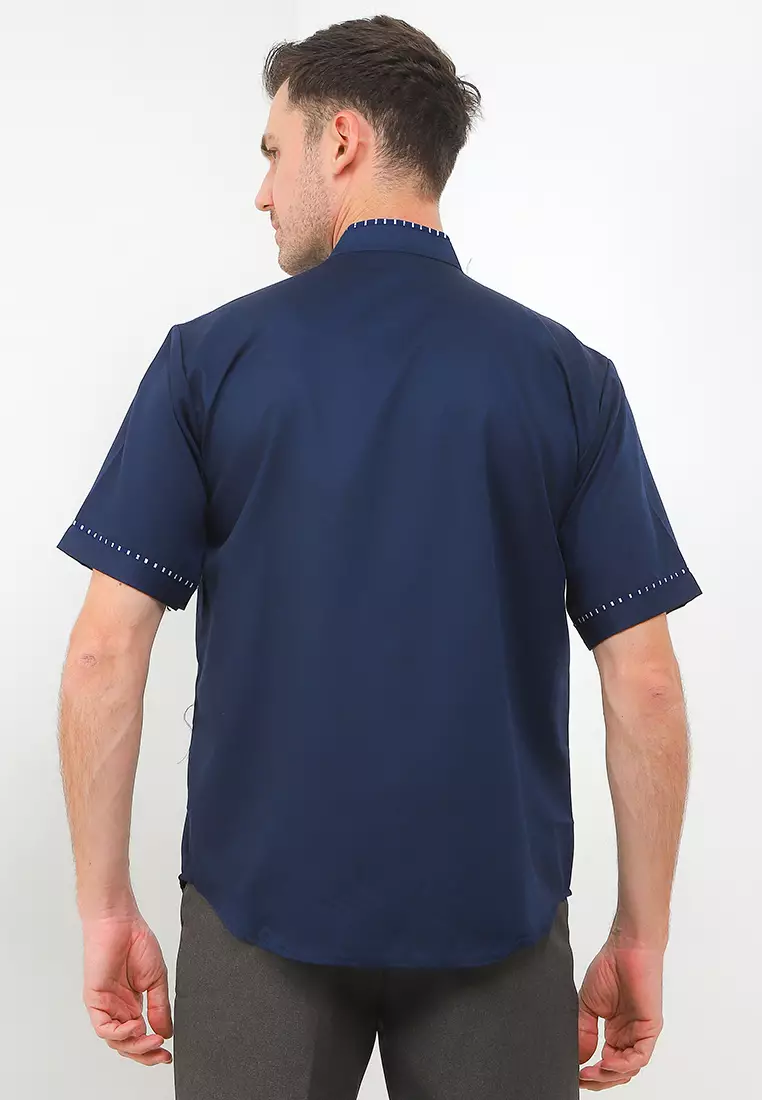 Kemeja Koko Al- Khaliqu Stand Collar Shirt Lengan Pendek