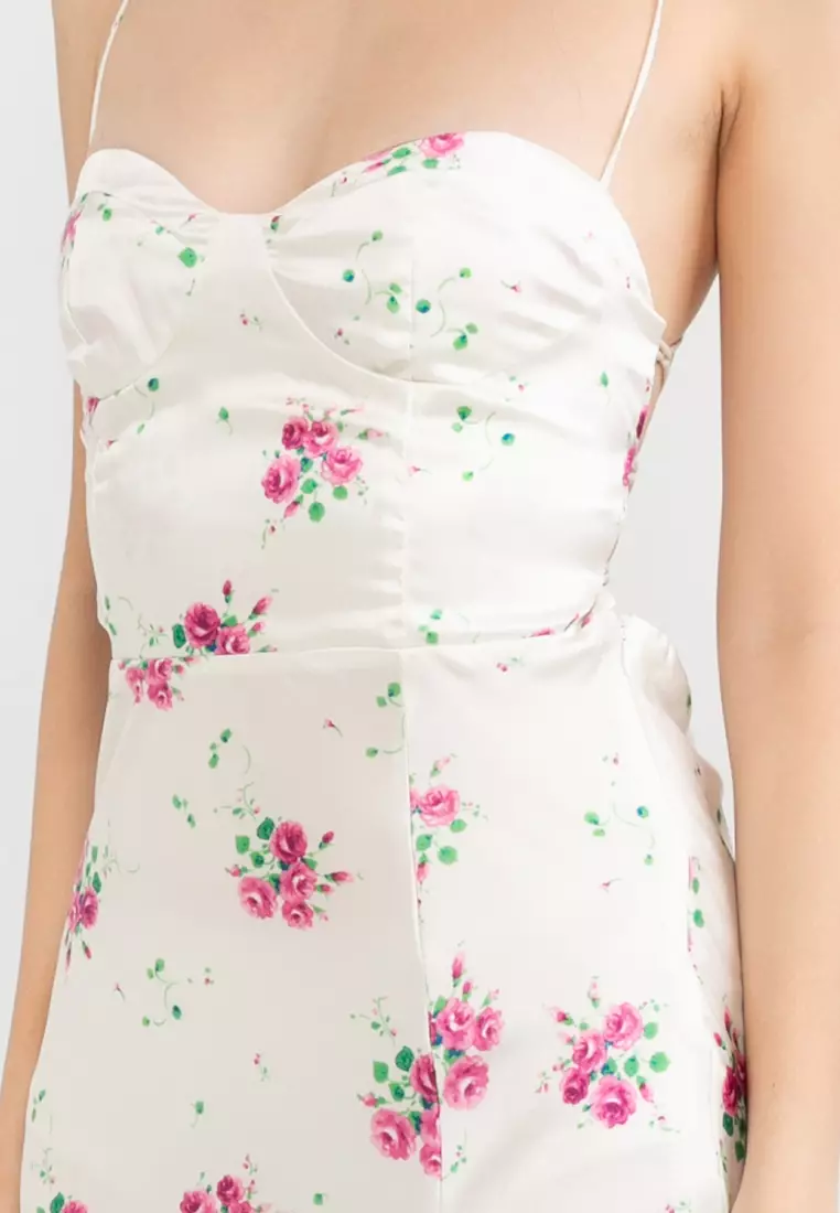 Sandy Floral Cross Back Bustier Dress