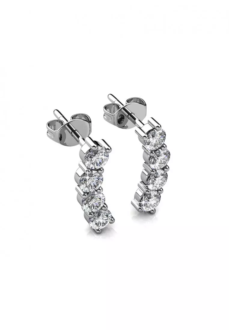 Curl Stud Earring WG - Anting Crystal Swarovski by Her Jewellery