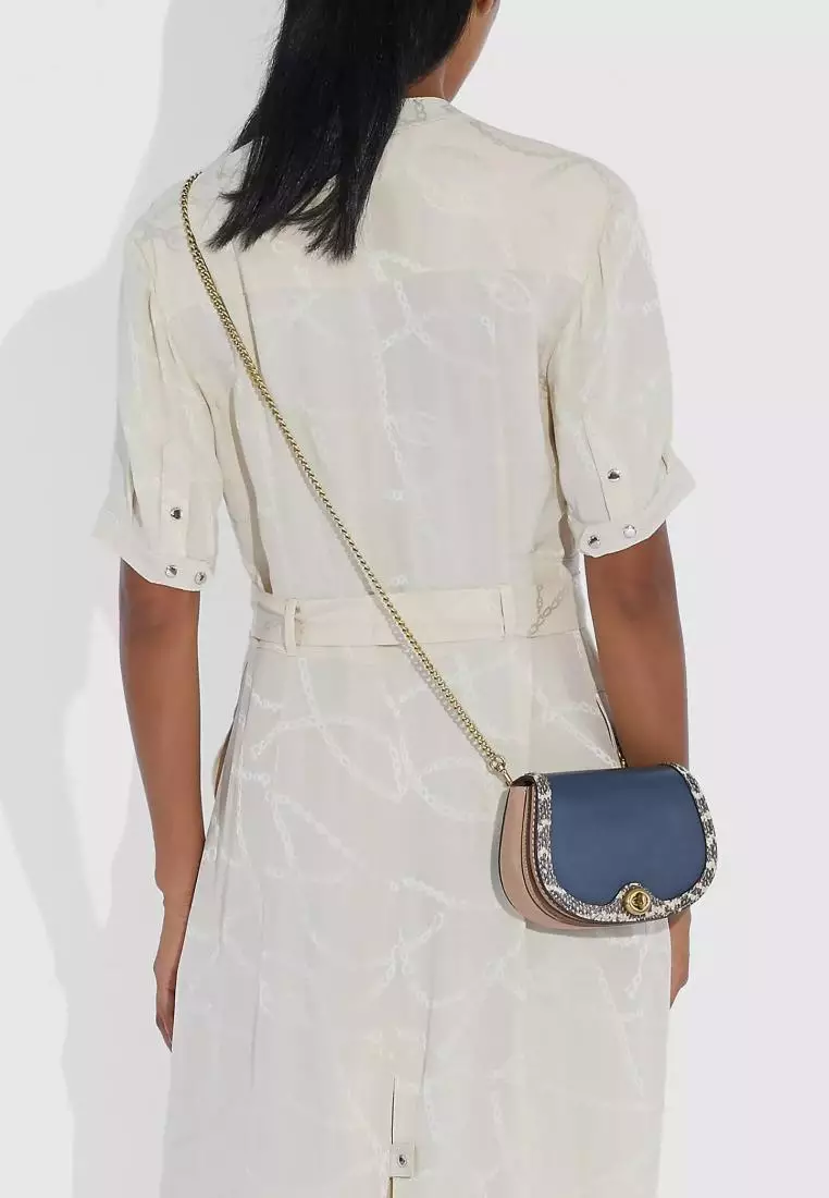 Jual Coach Coach Saddle Belt Bag In Colorblock With Snakeskin Detail