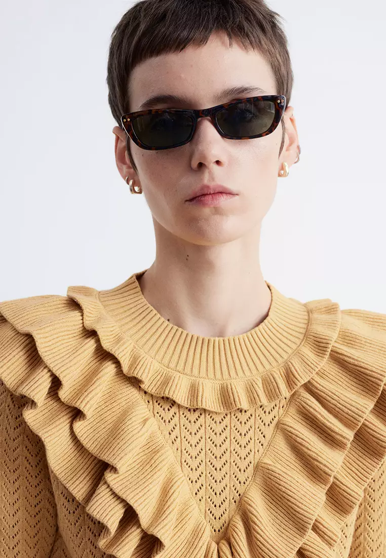 Pointelle-Knit Ruffle Top