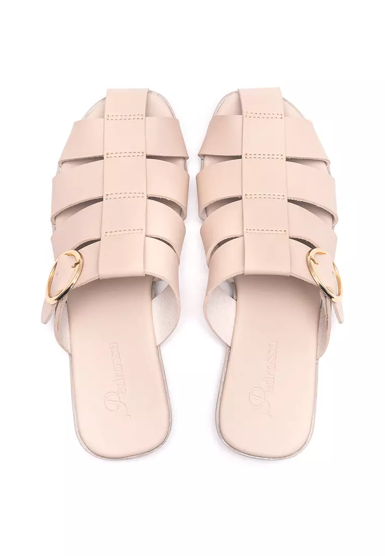 Abigail Flat Sandals in Beige
