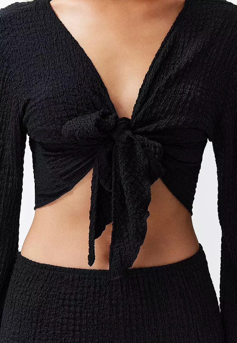 Long Sleeves Crop Blouse & Mini Skirt Set