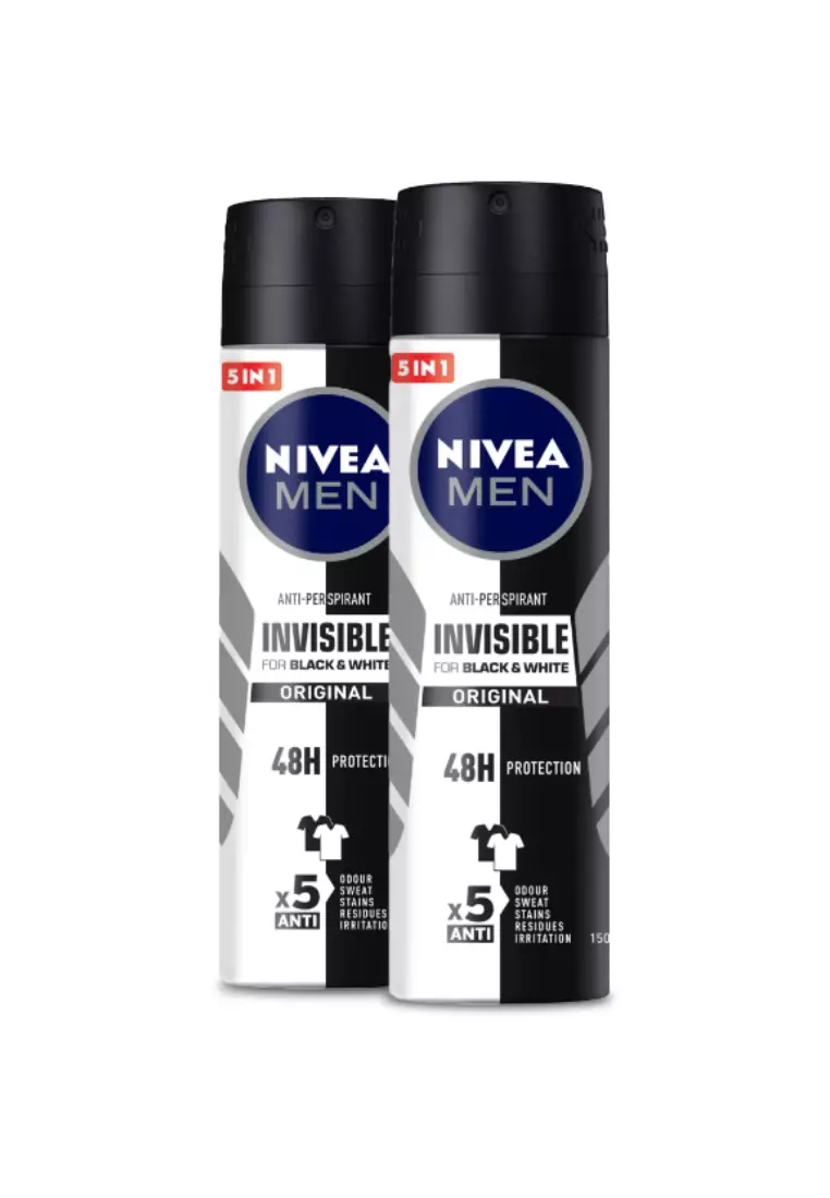 PACK OF 2 Men Deodorant Black & White Original Anti-Perspirant Spray, 150ml