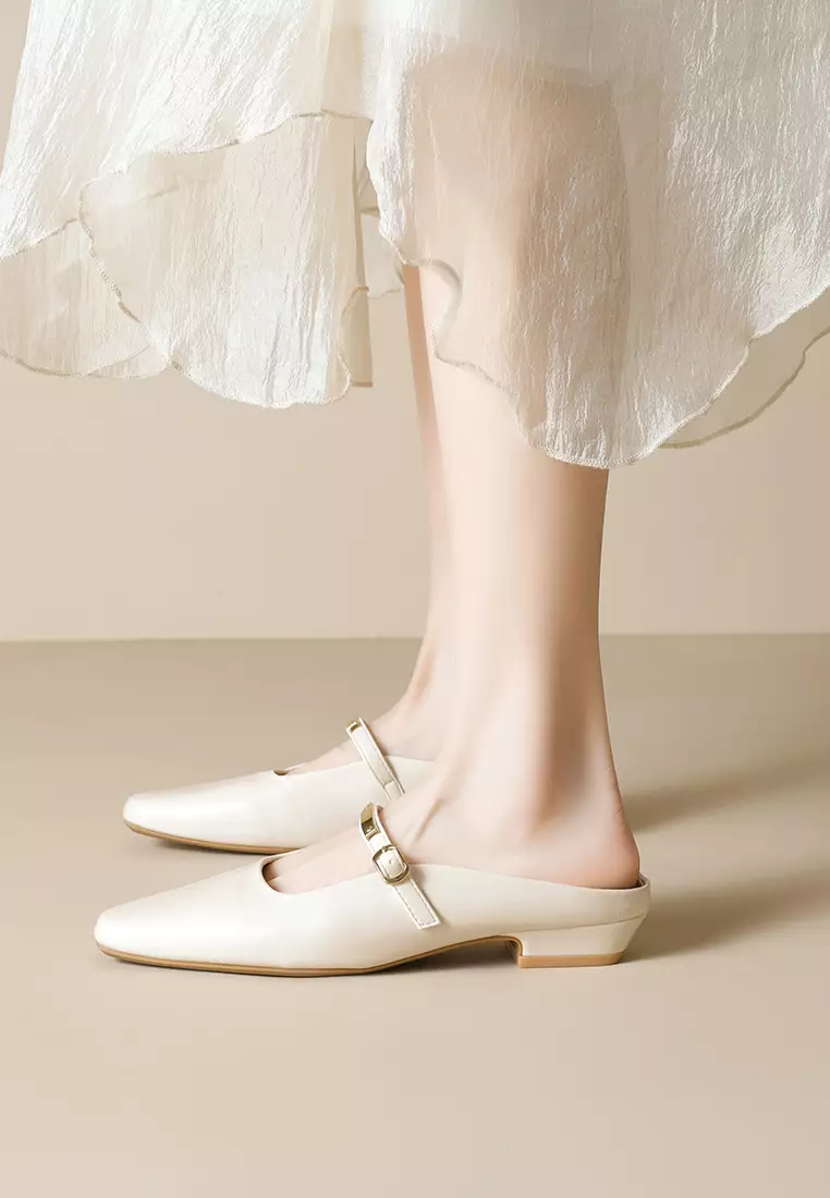 3CM Metal Buckle Strap Mules WW6579-1