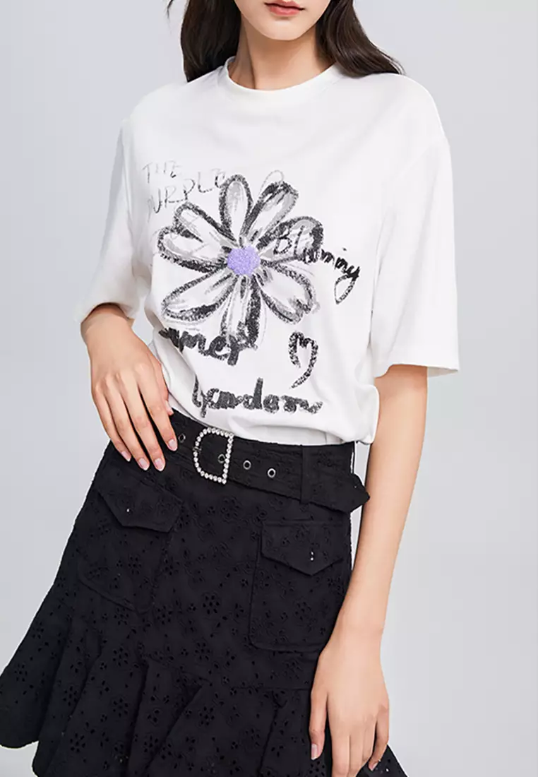 Belted Ruffled Skirt with Front Pockets