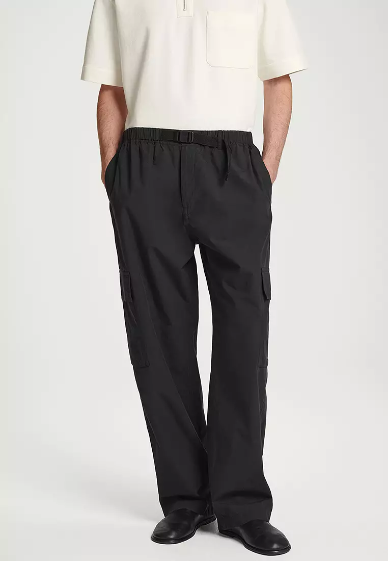 Belted Technical Cotton Cargo Trousers
