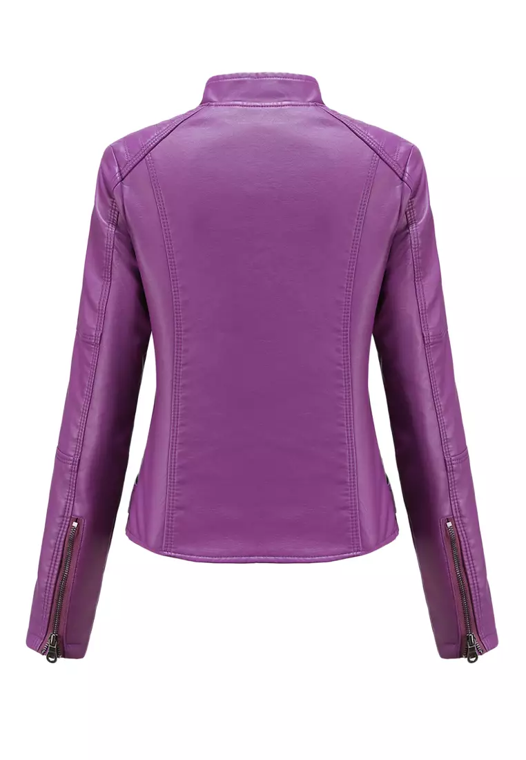 Cheap purple leather on sale jacket