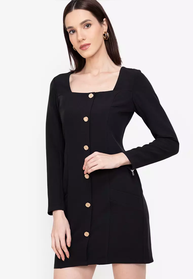 Zalora button new arrivals down dress