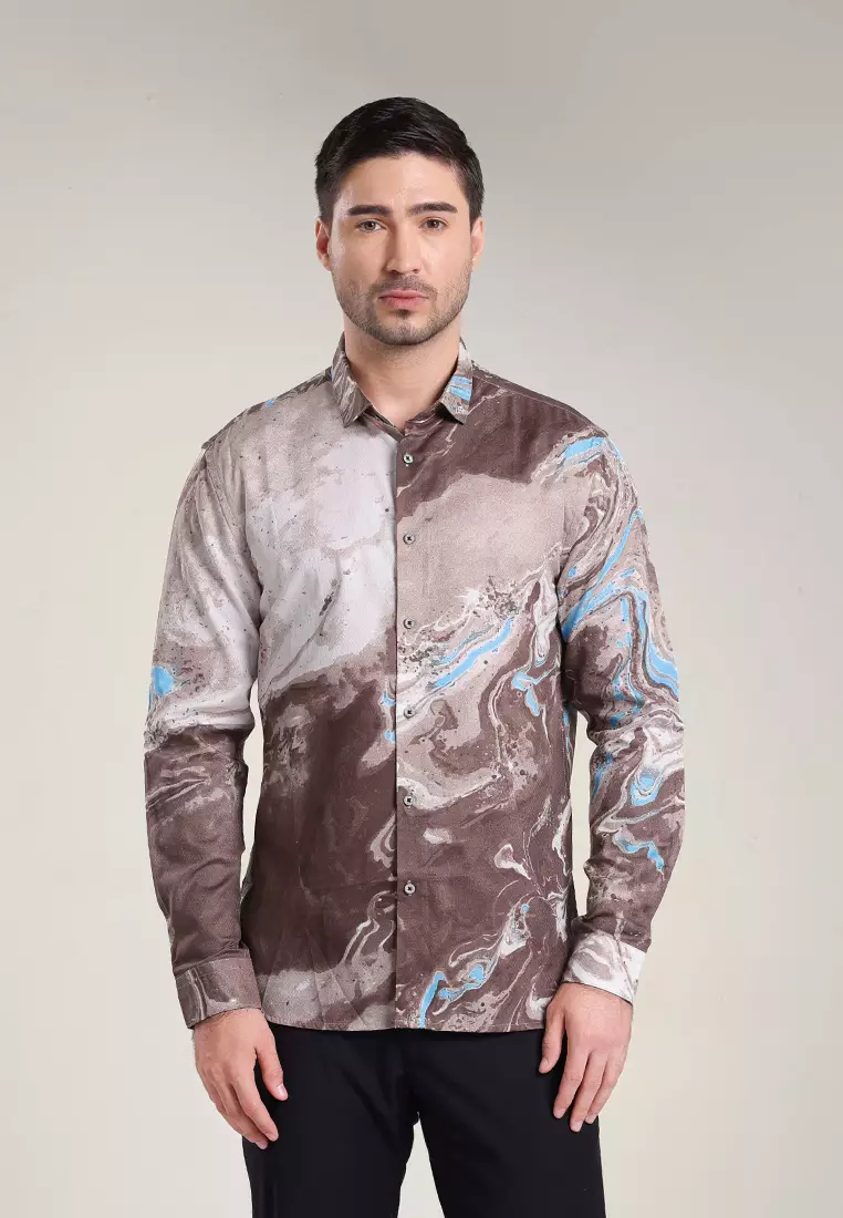 MOC Kemeja Lengan Panjang Pria LOURY - BEIGE