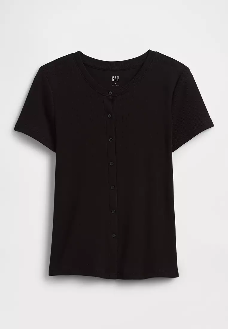 Short Sleeves Ribbed Cardigan
