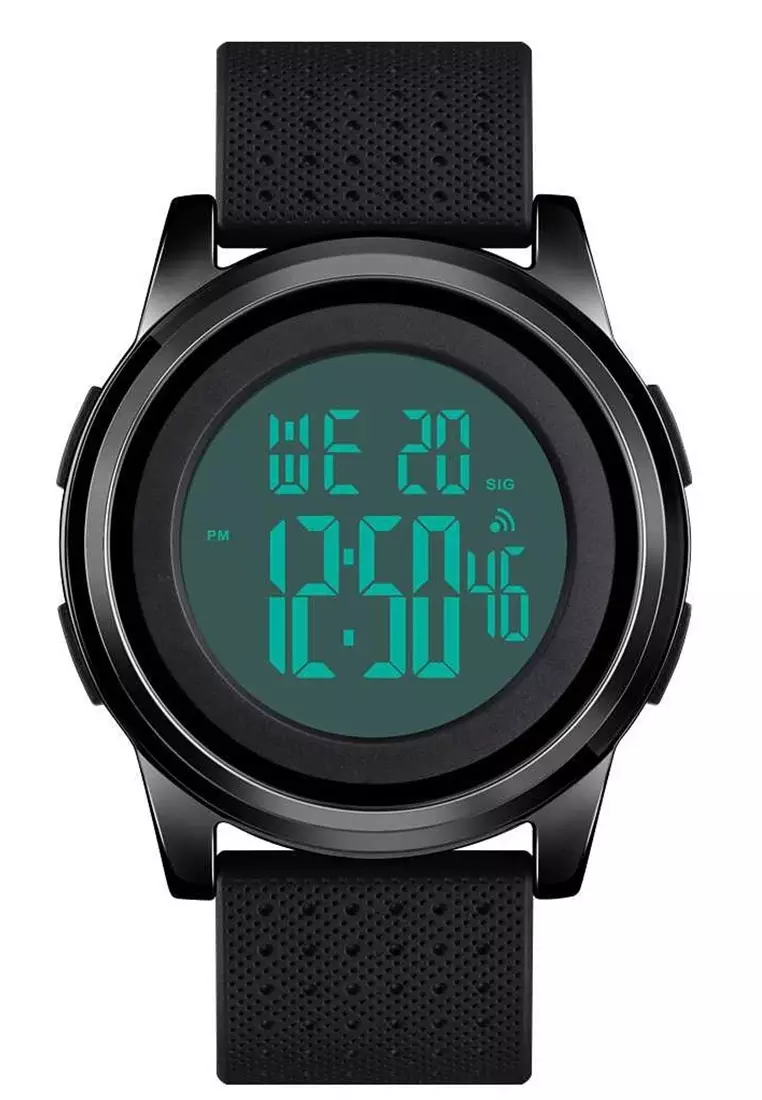 Jam Tangan Casual Digital Pria Water Resistant 50m Strap Tali Material PU QO61 ORIGINAL