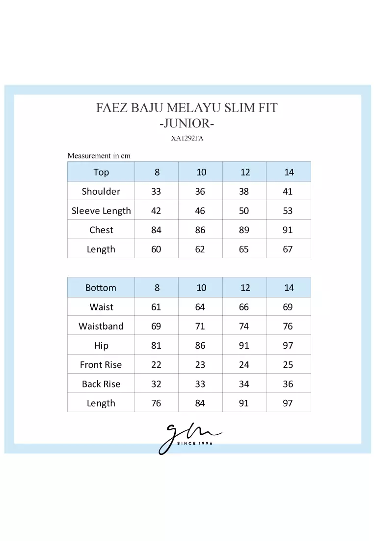 Gene Martino - Faez Baju Melayu Slim Fit Sedondon – Junior 1292