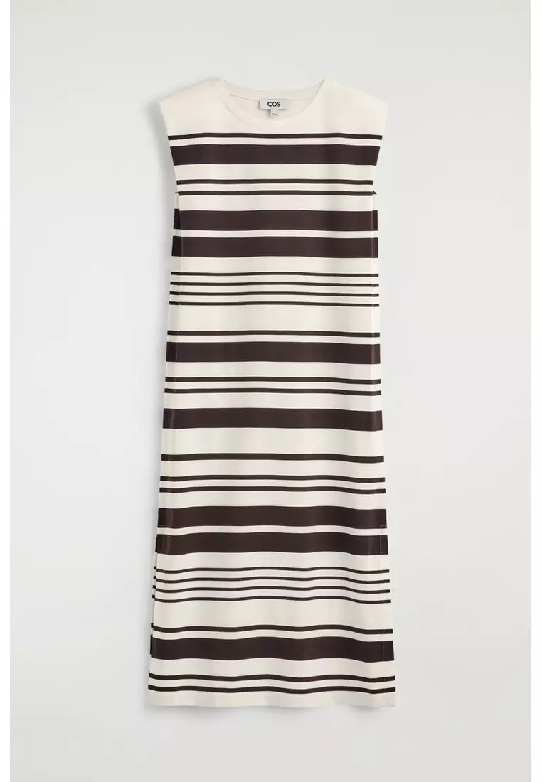 Buy COS FOLDED-SHOULDER COTTON-JERSEY MIDI DRESS 2026 Online | ZALORA