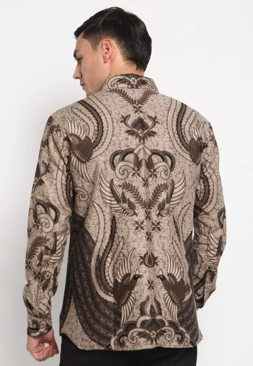 Kemeja Batik Pria Premium Slimfit Elegant Modern Lengan Panjang Halayudha Krem