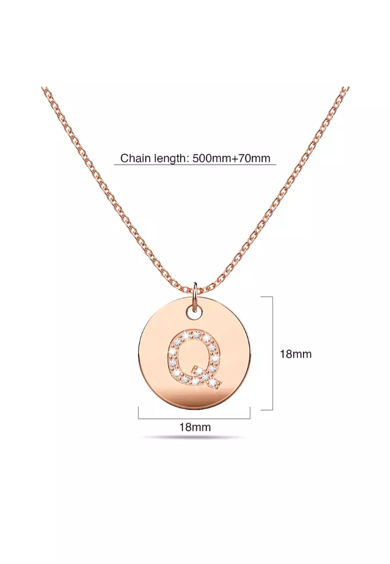 Initials Fabulous Alphabet Letter Necklace Rose Gold Layered Steel Jewellery - Q