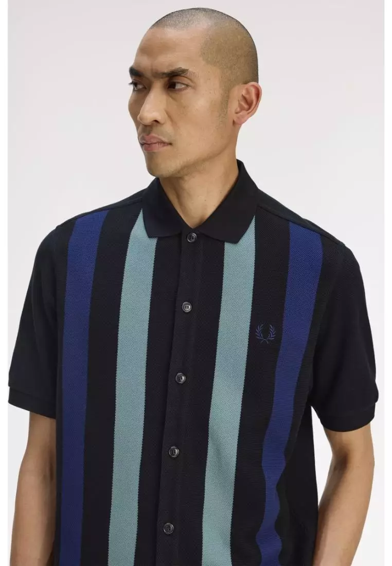 Buy Fred Perry Fred Perry M1766 Vertical Stripe Polo Shirt (Black