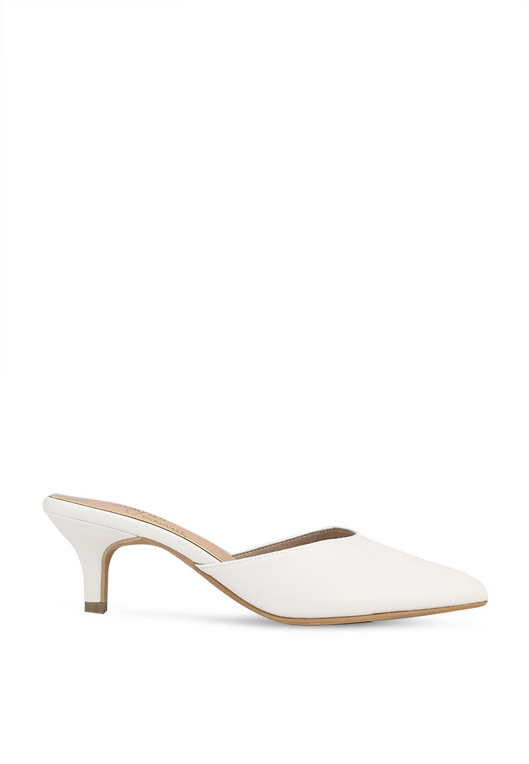 Luna White Slip On Pointed Mules