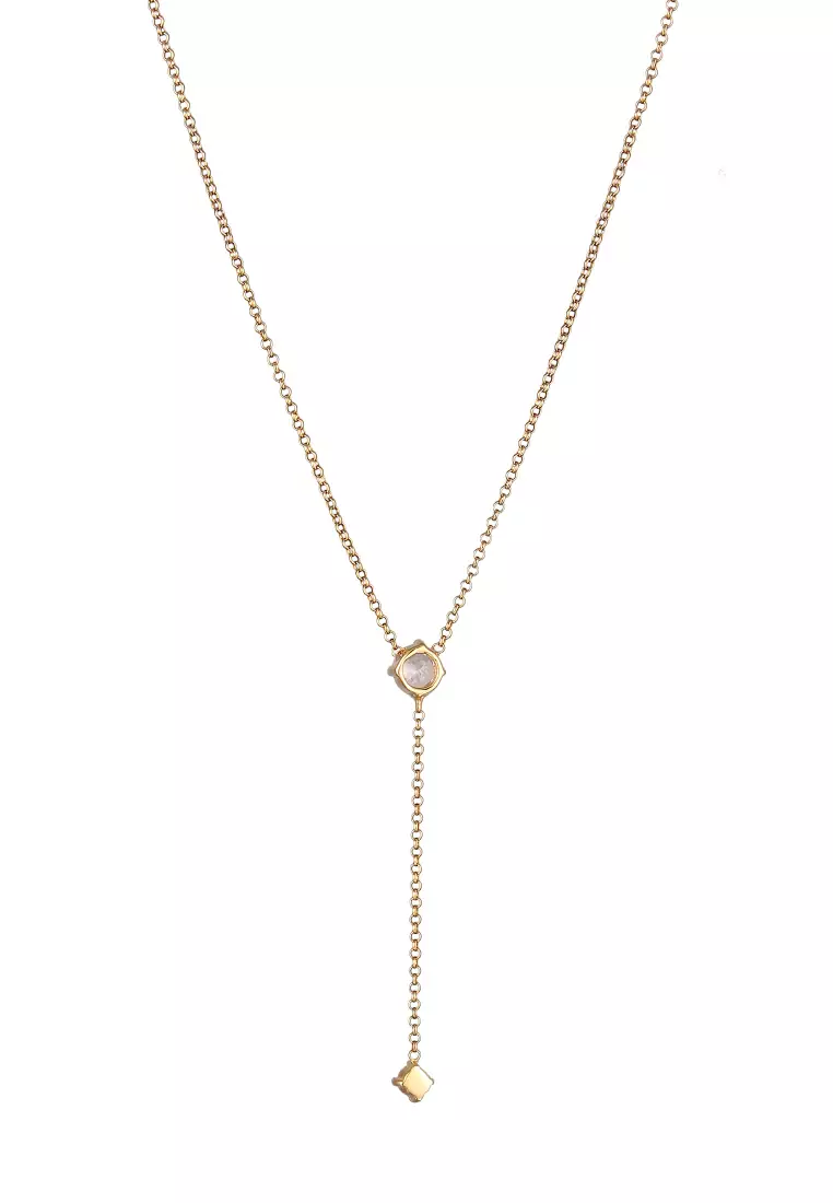 Necklace Y Chain Zirconia Gold Plated