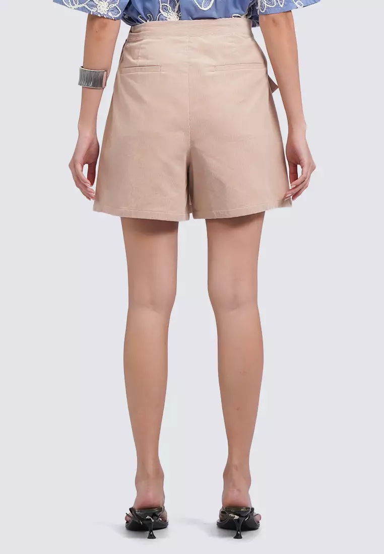 Buttoned Side Pocket Mini Skort TAUPE