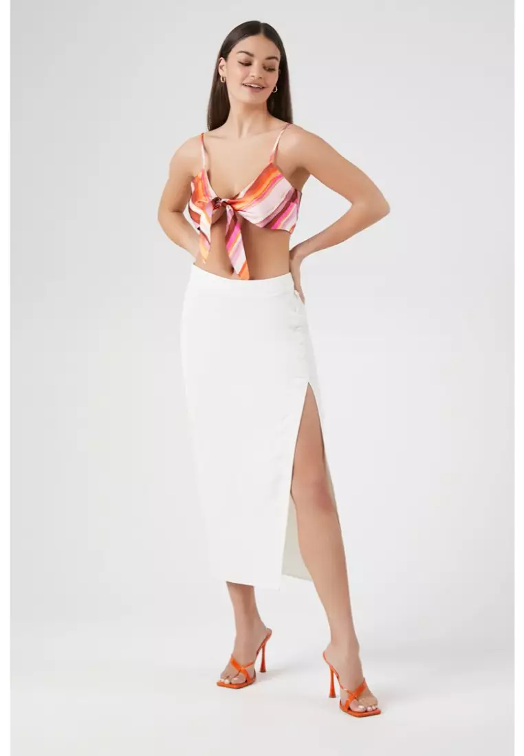 Forever 21 white midi skirt online