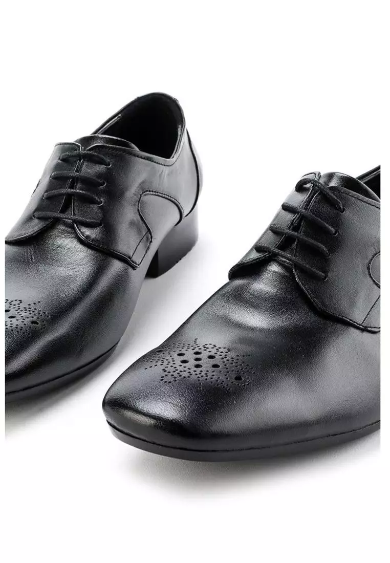 Richard Sepatu Formal Pria Pantofel Tali Kulit Asli - Black