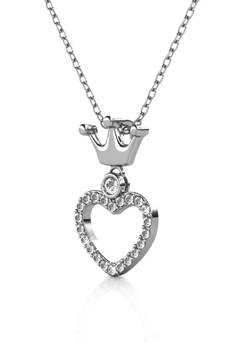 Princess Crown Pendant White Gold - Kalung Crystal Premium by Her Jewellery