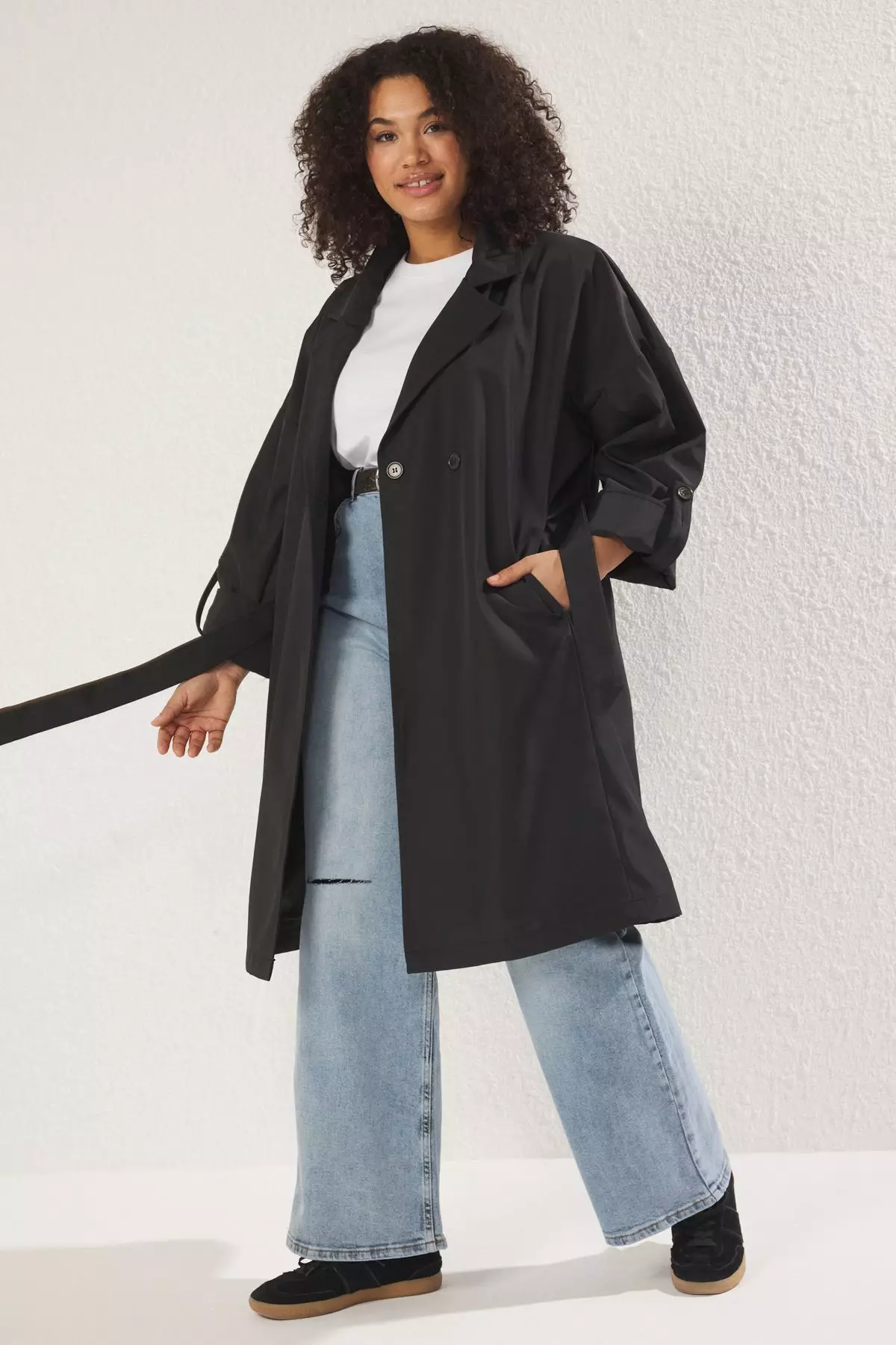 Plus Size Long Trench Coat
