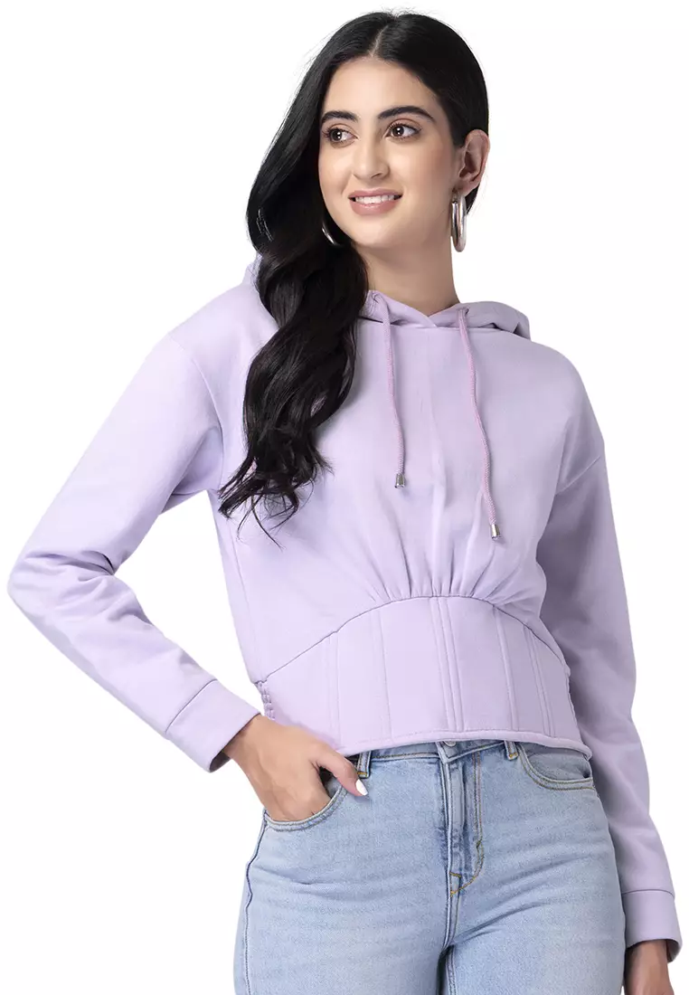 Purple crop on sale top hoodie