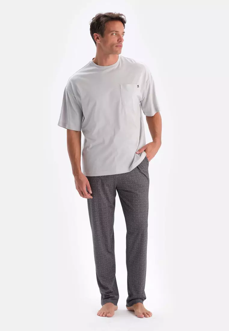 Buy DAGİ Grey T-Shirt Trousers Knitwear Set, Crew Neck, Oversize